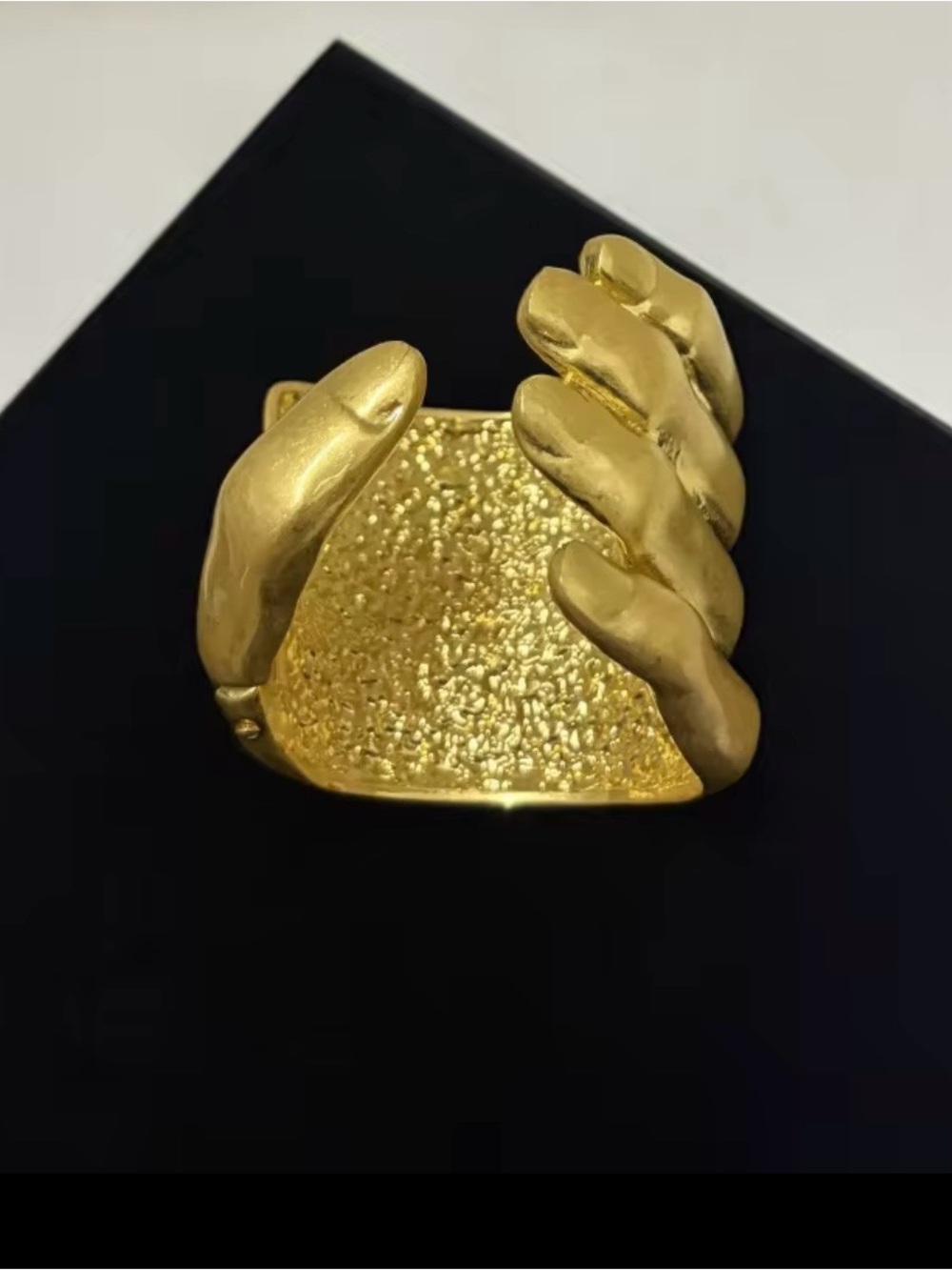 Gold Metal Sculptural Cuff Bracelet - Women Jewelry - Picture 4 of 5